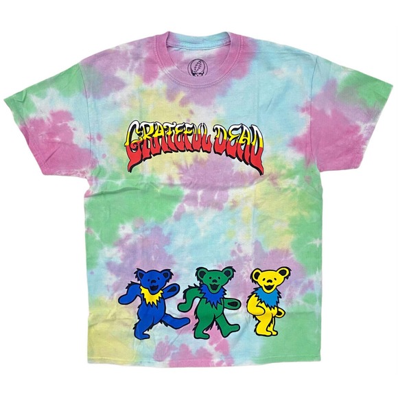 Grateful Dead Unisex Officially Licensed Dancing Bear Tie Dye Tee T-Shirt - Picture 1 of 2